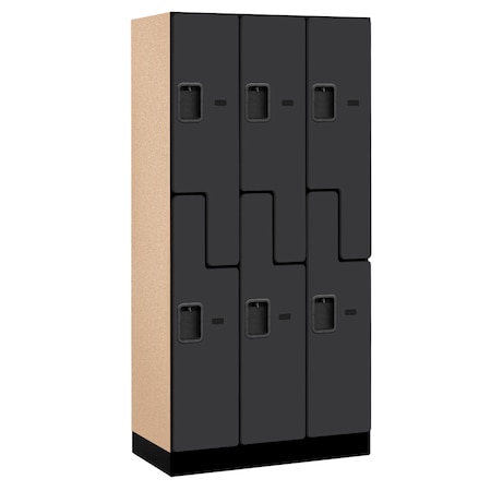 Salsbury Industries Wardrobe Z Locker, 36" W, 18" D, 76" H, (3) Wide, (6) Openings, Black 37368BLK